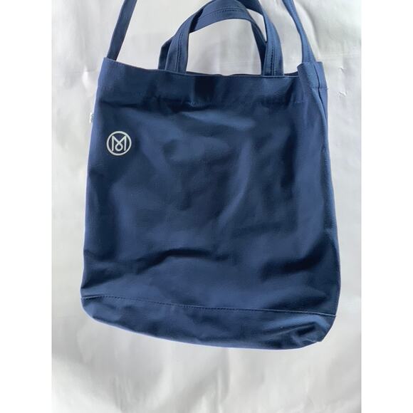 MONACLE Unisex Navy Blue Logo Snap-Button Canvas Shoulder/Handbag - Picture 3 of 13